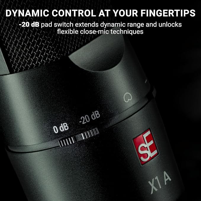 SE ELECTRONICS X1 A 2C Large Diaphragm Condenser Microphone with 100 Hz Filter & -20 dB Pad - XLR Condenser Mic for Singing & Instruments - Professional Studio Microphone for Recording (White)