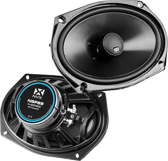 NVX® NSP69 6x9 Car Speakers, 900W Max, 300W RMS, 2-Way Coaxial w/Silk Dome Tweeters & Built-in X-Overs, Easy to Install in Cars/Trucks/Doors (Pair)