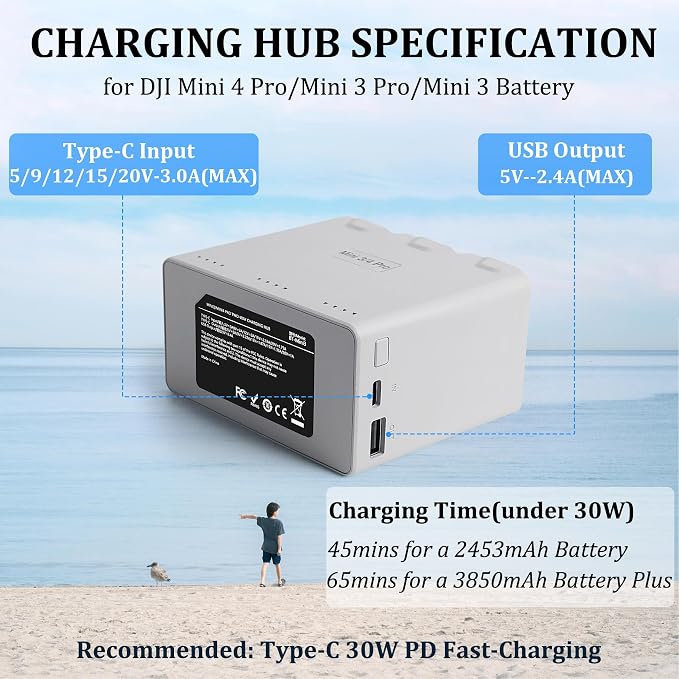 2 Pack Mini 3 Series Intelligent Flight Battery Plus with Two-Way Charging Hub for DJI Mini 4 Pro - 3850mAh-7.38V Drone Replacement Battery Pack with Charging Hub Combo for DJI