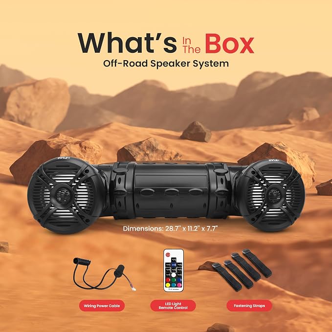 Pyle Bluetooth Speakers 800 Watt 6.5 Inch Amplified Sound System with Multi-Color LED Lights, Waterproof Marine Bluetooth Wireless Speakers with Weatherproof Design, Ideal for Outdoor and Vehicle Use