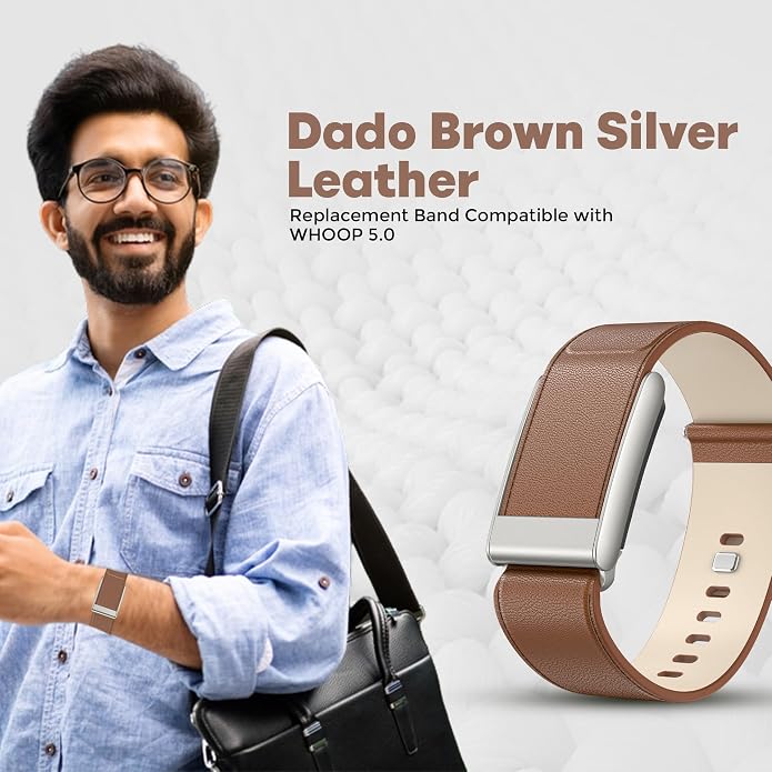 DADO Luxe Tapered Leather Replacement Band Compatible with WHOOP 5.0, One, Peak, and Life Fitness Tracker – Durable & Comfortable | Not for Whoop Gen 4
