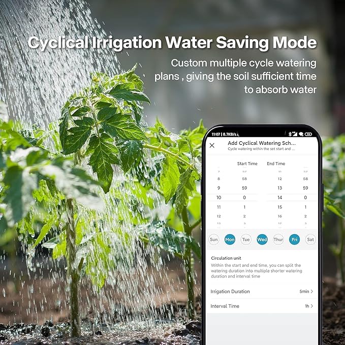 Smart Garden Water Hose Timer with 2 Outlet, Automatic Irrigation System Controller Sprinkler Timer for Lawns and Yard, Compatible with Alexa