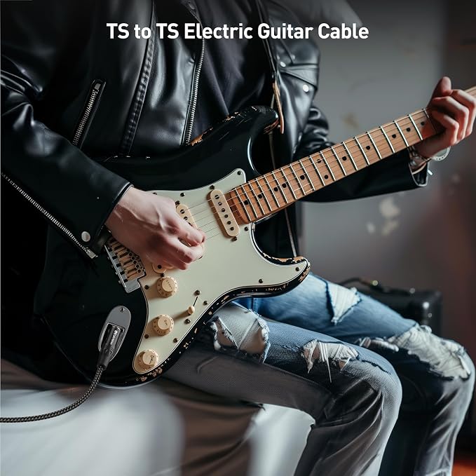 Cable Matters 2-Pack Braided 1/4 Inch TS to TS Electric Guitar Cable - 6ft, Guitar Cord/GuitarAmp Cord/Instrument Cable for ElectricGuitar, Mandolin, Bass AMP, Keyboard, Mixer, Equalizer
