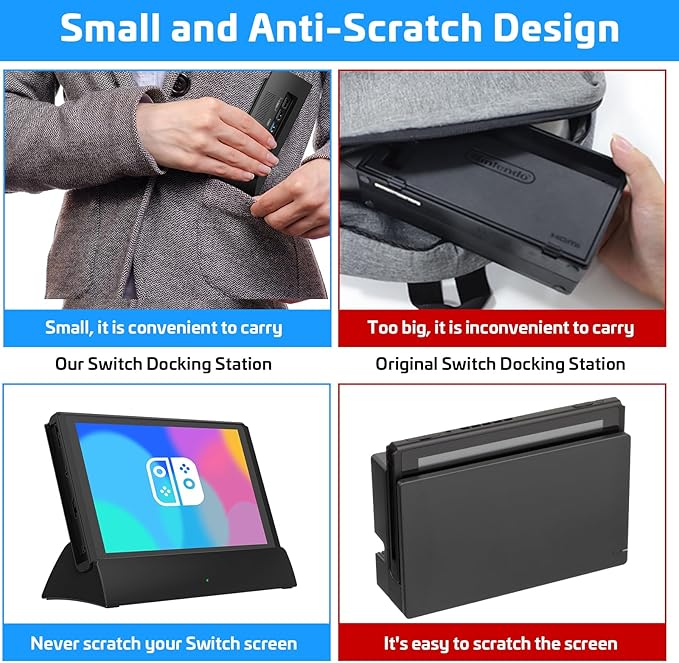 KEKUCULL TV Docking Station for Switch,Docking Station with 4K 1080P HDMI and USB 3.0 Port,Replacement for Official Switch Dock(Not for Switch2 and Not Included Cable)