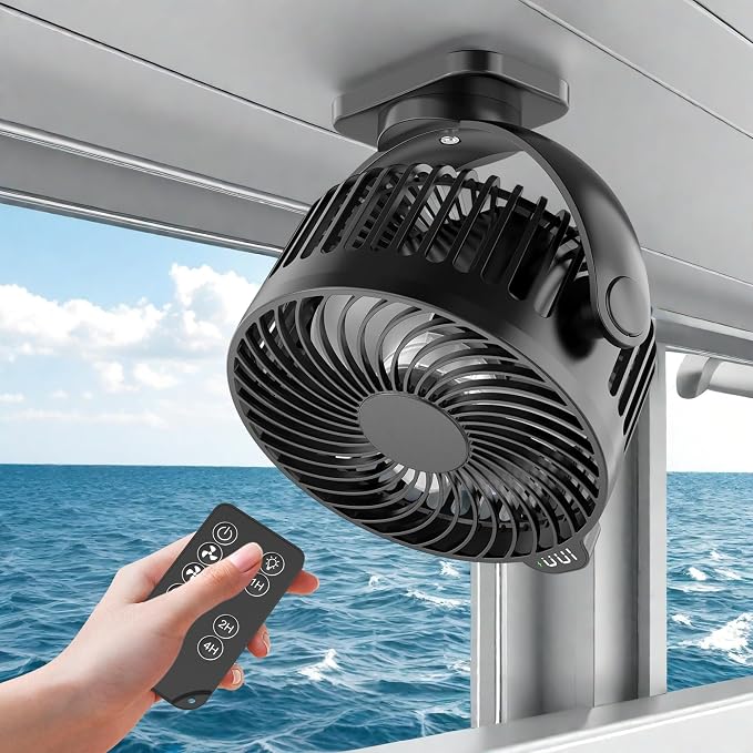 Magnetic Cruise Approved Fan with LED Display, 12000mAH Battery Operated Fan, Timer & Light, Fits for Cruise Ship Cabin, Sleeping, Camping, Travel & Cruise Essentials 2026