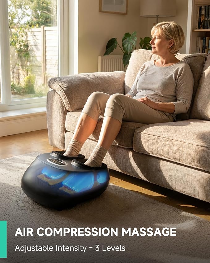 Snailax Shiatsu Foot Massager with Heat, FSA Eligible, Kneading, Compression, Vibration, Feet Massage Machine for Plantar Fasciitis, Neuropathy, Foot Warmer, Gifts for Women Men,Size 13