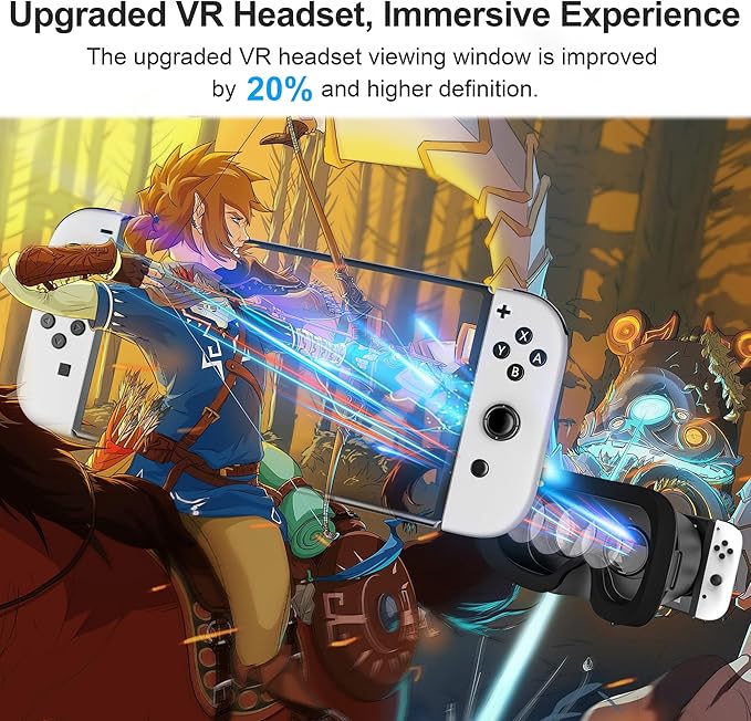 DEVASO Upgraded VR Headset for Nintendo Switch, Switch OLED Model, Virtual Reality Glasses with Adjustable HD Lenses and Comfortable Head Strap, Labo VR Kit 3D Goggles Accessory