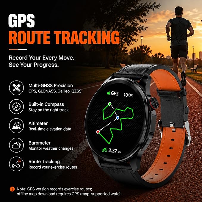 Smart Watch for Men with GPS, 1.46" AI Smartwatch, BT Call/Text Reply, Heart Rate/Sleep Monitor/Health Analysis, 100+ Sports Modes, 5ATM Waterproof Fitness Tracker for Android iOS – 2 Bands