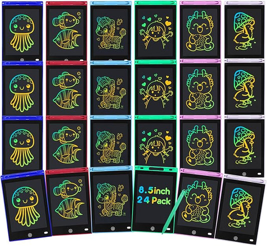 24 Pack LCD Writing Tablet for Kids 8.5 inch LCD Writing Board Erasable Colorful Doodle Board Drawing Tablet Educational Learning Toys Birthday Gifts for Kids Age 3 4 5 6 7 8 9(Right Angle)