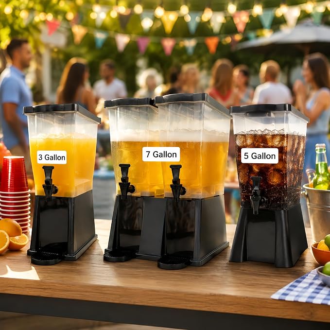 5 Gallon Beverage Dispenser with Spigot, Commercial Juice & Drink Dispenser, Food-Grade Large Water Dispenser for Parties, Weddings, Catering, Tea, Lemonade, Cold Drinks, Clear Plastic Container 19L