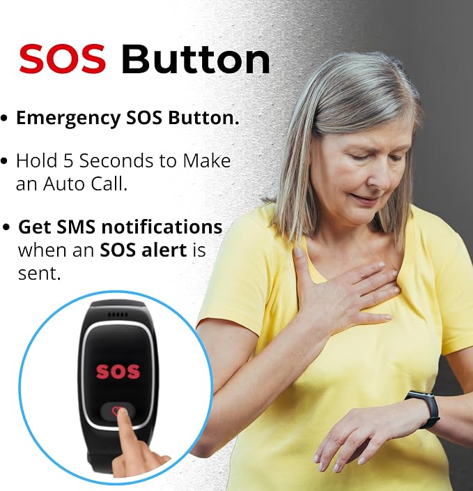 Seculife Medical Alert Smartband for Seniors — Alerts Go Direct to Family, No Call Center | Auto Fall Detection, GPS Tracking, Heart Rate Monitor, 2-Way Calling, SOS Button, Waterproof Wearable