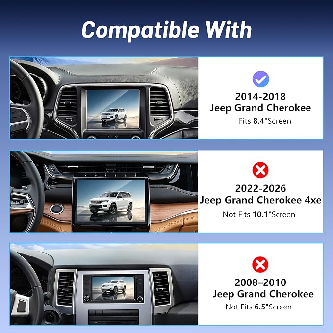 Phone Mount for Jeep Grand Cherokee (2014-2017 2018), Magnetic Phone Holder, Magsafe Car Mount Charger, Dashboard Phone Holder, 15W Wireless Fast Charging for iPhone, Samsung & Google, Car Accessories
