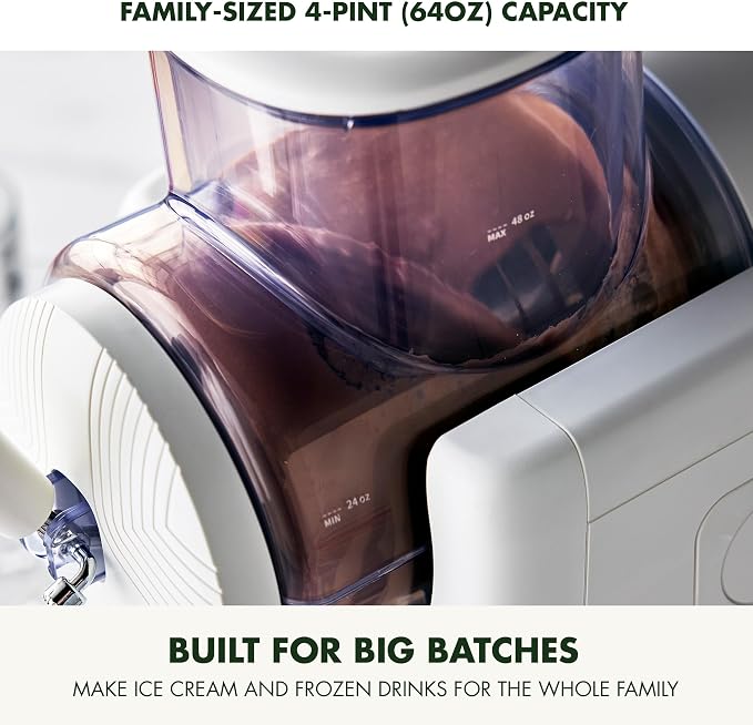 GreenPan Frost Ice Cream Maker & Slushie Machine, Mixing Bowl included, Soft Serve, Sorbet, Margaritas, Milkshakes, Frozen Yogurt, No Pre-Freezing, Ready in 15 Mins, 6 Modes, Self-Cleaning, Cream