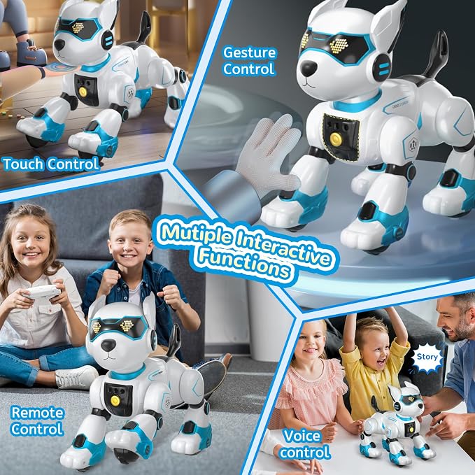 PeachLeaf Smart Robots Dog Toy for Kids, Programmable Interactive RC Robotic Pets with Voice Control and Touch Sensory, Imitates Animals Music Dancing, Present for Kids Boys and Girls