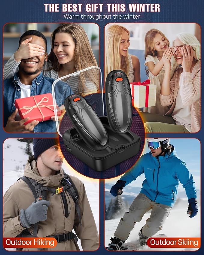 Hand Warmers Rechargerable 4 Pack - 14000mAh Electric AI Handwarmers with Charging Case, Magnetic 2 in 1 Pocket Heater, Stocking Stuffers, Gifts for Women/Christmas/Golf/Camping Accessories