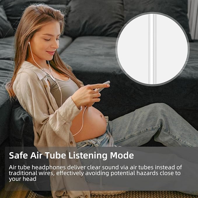 ibrain Type C Air Tube Headphones USB C EMF Free Earbuds Air Tube Earbuds with Microphone Anti EMF Airtube Headsets in-Ear Earphones for Safe Listening