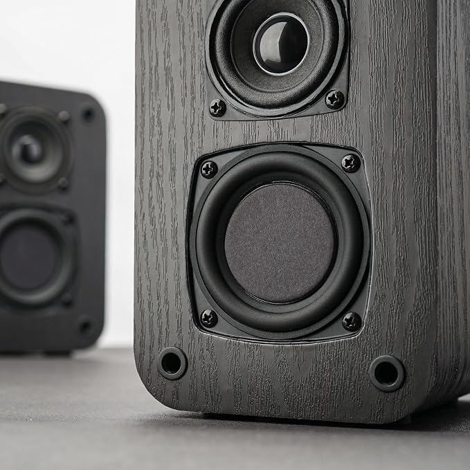 RIOWOIS Passive Bookshelf Speakers for Home Theater Surround Sound, Satellite Stereo Speakers with Crisper Sound and Classic Wood Grain for Record Player/Computer/TV, Wall Mountable, One Pair.