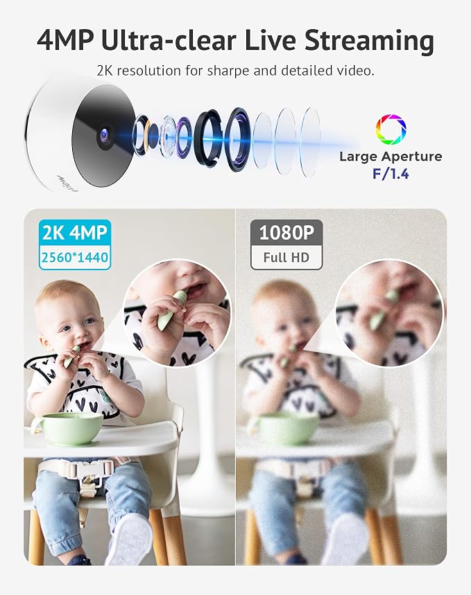 LaView 4MP 2K Cameras for Home Security Indoor, 5G& 2.4GHz Home Security Camera for Baby/Elder/Pet/Nanny,US Cloud Service,Compatible with Alexa iOS & Android