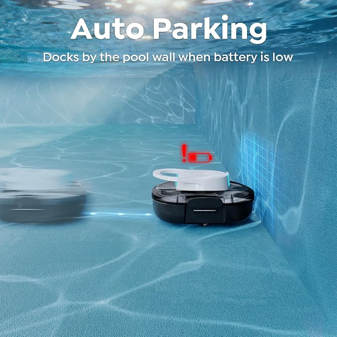 S1 Pro Cordless Robotic Pool Cleaner, 130-Min Runtime, Cleans Up to 1,292 Sq.Ft, Dual-Motor Pool Vacuum, Automatic Cleaner with Large Filter Basket, Fast Charging & Self-Parking(Glossy Black White)