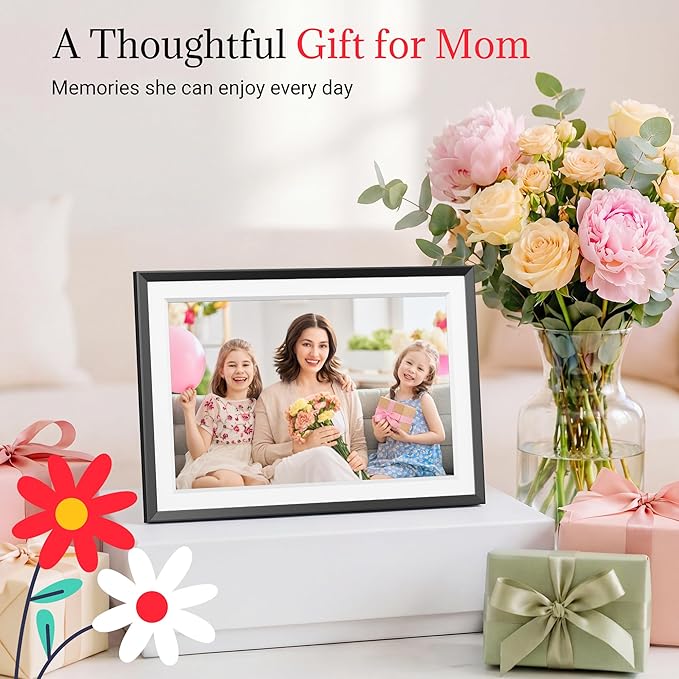 Frameo Digital Picture Frame – 10.1 Inch Smart Wi-Fi Photo Frame with Easy App Connection, for Women, Mom, Grandma, Wife, Girlfriend, Wedding Gift, Share Memories Instantly via Free App