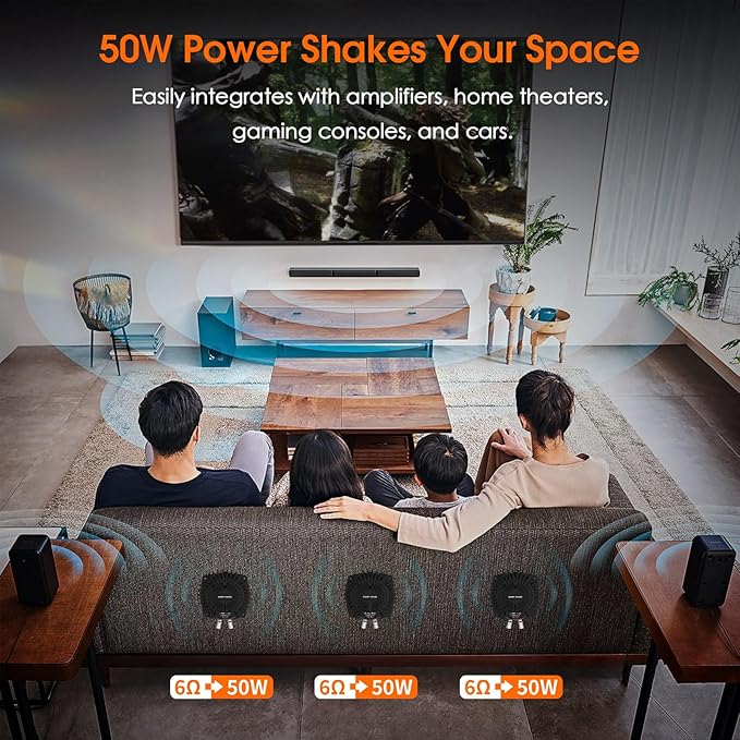 Douk Audio BS-1 Bass Shaker: 50W High Power Tactile Transducer - Subwoofer Lows for Home Theater, Car Audio & Gaming Chair Vibration Immersion (1 Pair)