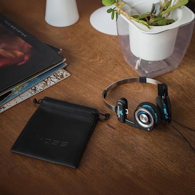 Koss Porta Pro Classic On-Ear Headphones, Retro Style, 3.5mm Wired Plug, Durable, Black/Silver