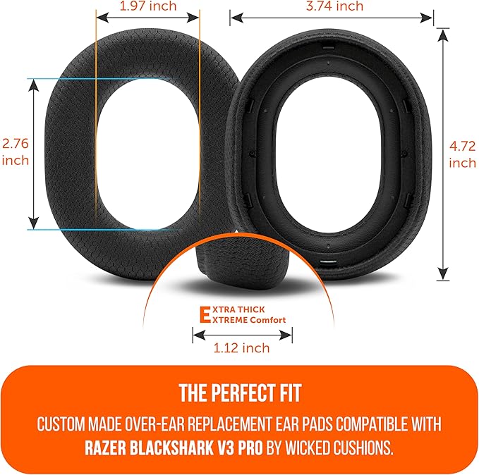 WC Freeze Blackshark V3 Pro – Cooling Gel Earpads Compatible with Razer BlackShark V3 Pro by Wicked Cushions | Enhanced Comfort, Cooling Gel Technology, Extra Thick | Black