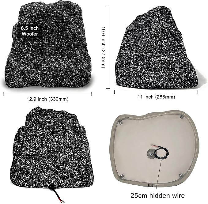 STUDIOFINIX Outdoor Rock Speakers Waterproof, 400 Watt 6.5 Inch Superior Timbre IPX7 Weatherproof,Design for Garden,Patio,Pool,Deck,BBQ (Pair)