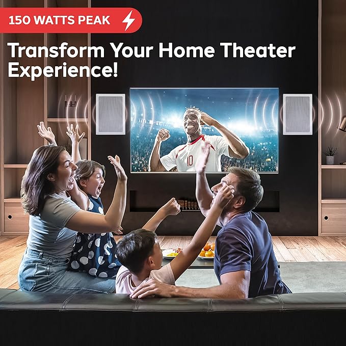 Pyle 150 Watts 5.25'' In-Wall / In-Ceiling Stereo Speakers - 2-Way Flush Mount Stereo Sound Speakers | 5-1/4'' Midbass Speaker - White (Pair)