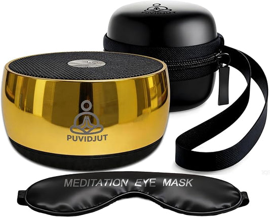 Portable Electronic Tibetan Singing Bowl, 4 Healing Frequencies (417-639Hz)& Singing Bowl Tone - USB-C Rechargeable Meditation Musical Instrument for Yoga, Relaxation, Reiki, Chakra Balance Gold