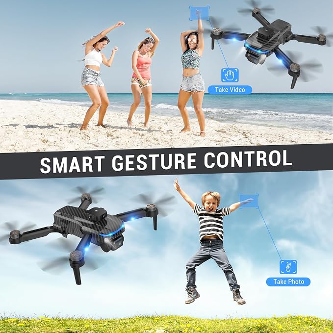 MSMV High-Resolution 4K HD Camera Drone, Wireless RC Toys for Boys Girls, One Button Return, Emergency Stop, Headless Mode, 360° Flips, 2 Batteries & Carrying Case for Kids Adults Beginners, Black
