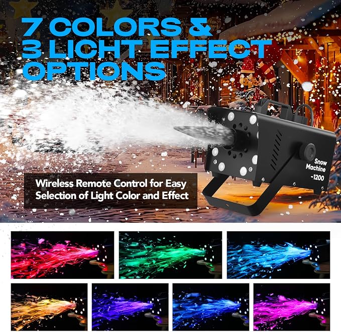 UPGREY 1200W Snow Machine for Outdoors and Indoors, Fake Snow Maker for Party