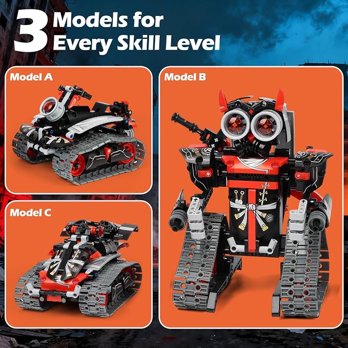 3 in 1 Robot Building Kits - STEM Toys for Kids 6 7 8 9 10 11 12+ Year Old, Birthday Gifts for Boys, Remote APP Control Coding Projects, Science DIY Robotics Kit