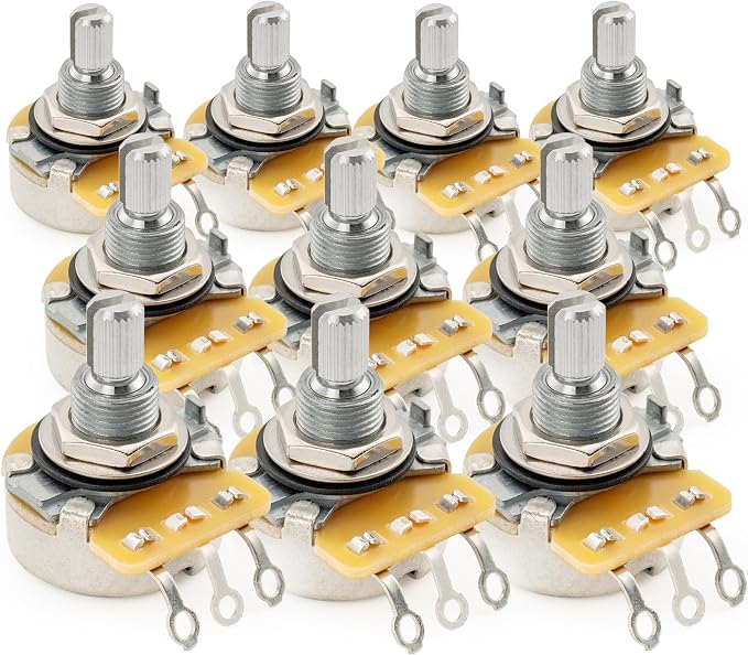 CTS 450 B500K Pots Standard Split Shaft 3/8 Inch 10% Linear Taper Potentiometers for Electric Guitar Bass (Set of 10)