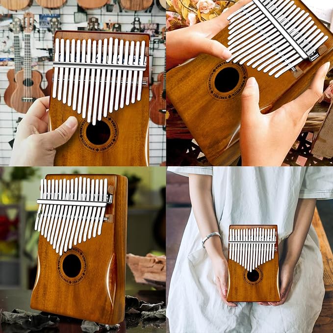EASTROCK Kalimba Thumb Piano 17 Keys Portable Mbira Finger Piano with Study Instruction and Tune Hammer Acacia/Koa Wood Kalimba Gift for Kids Adults Beginners Professional (Acacia Hand Rest)