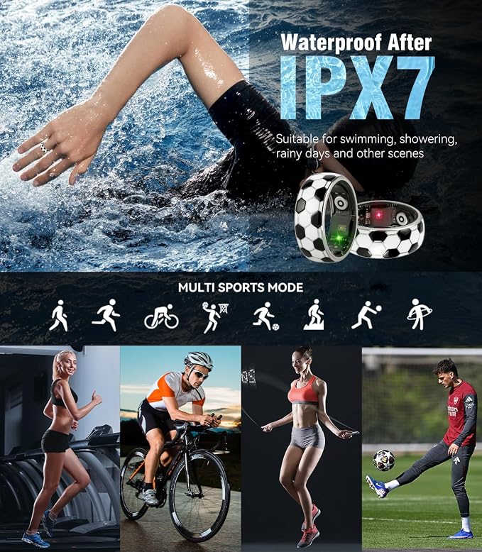 Smart Ring & Wireless Charging Case【Pro Athlete Grade – Precision Sports Tracking】2026 World Tournament Soccer Fan Smart Ring for Women & Men, Fitness Wearable Device for Training & Sleep Tracking 8#