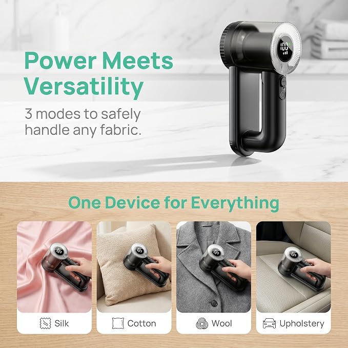 2-in-1 Fabric Shaver, 3-Speed Rechargeable Lint Shaver with Digital LED Display, Electric Sweater Shavers to Remove Pilling from Clothes, Furniture, Couch and Blanket, Type-C Fast Charging