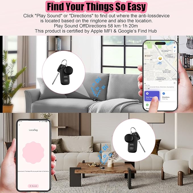 2026 Air Tracker Tags-4 Packs Android & iOS,Dual System Smart Tags Bluetooth Luggag Tracker Keys Finder/Item Locator Work with Apple Find My (iOS)&Google's Find Hub(Android) for Key,Backpack,Luggage