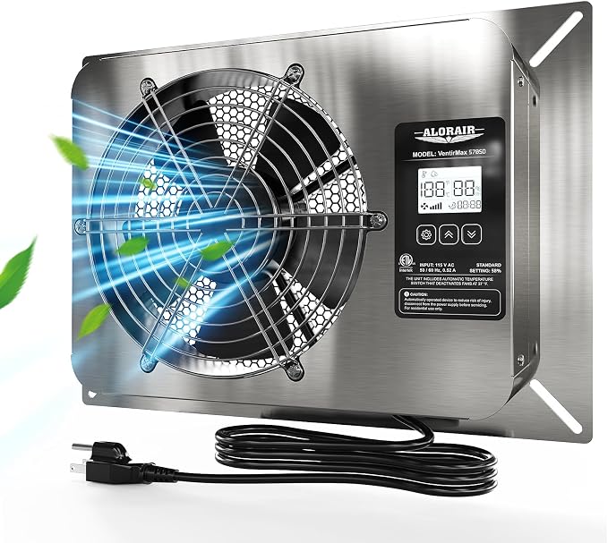 ALORAIR 570 CFM Crawlspace Ventilator Fan with Humidistat, Stainless Steel Exhaust Vent Fans with Digital Display, Timing Cycle, Freeze Protection Thermostat, for Basement, Garage, Attic, Grow Tent
