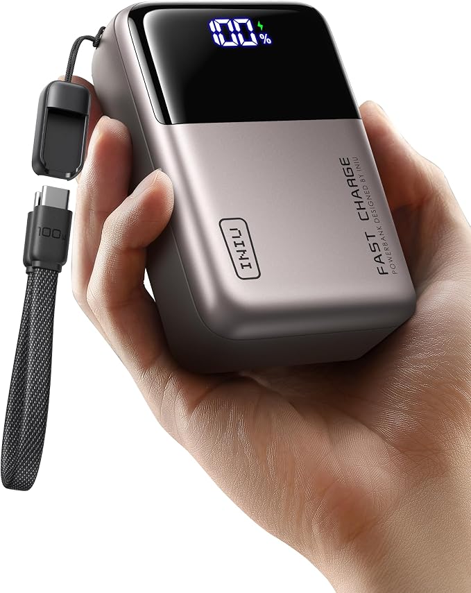 INIU 100W Fast Charging Power Bank, Smallest 25000mAh High Capacity Laptop Portable Charger, 3-Port Battery Phone Pack with Detachable USB C Cable for Travel, Camping, LongTrip, Metallic Silver