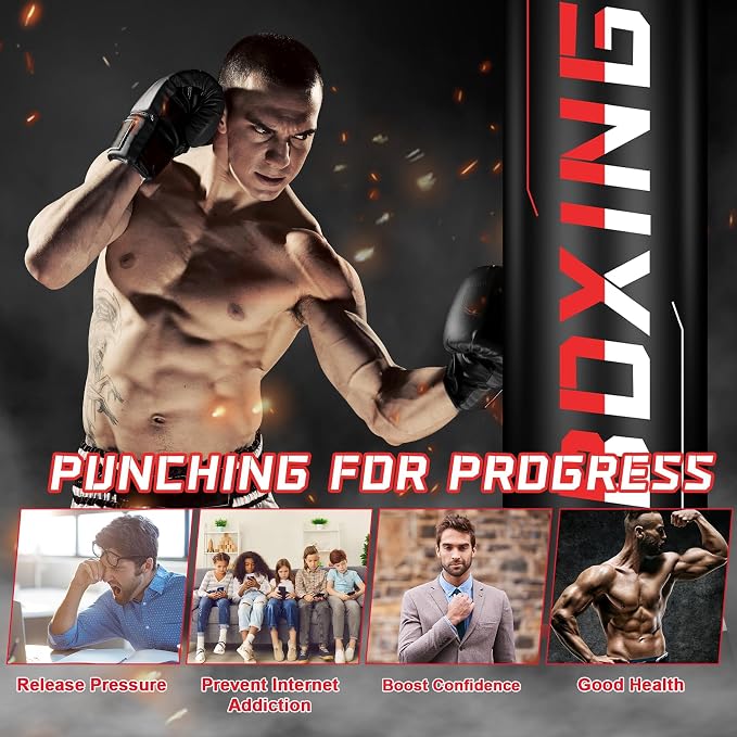 Freestanding Punching Bag for Adults,70" Heavy Duty Boxing Bag with Stand, Kickboxing and MMA Muay Thai Training Equipment for Men and Women Beginners