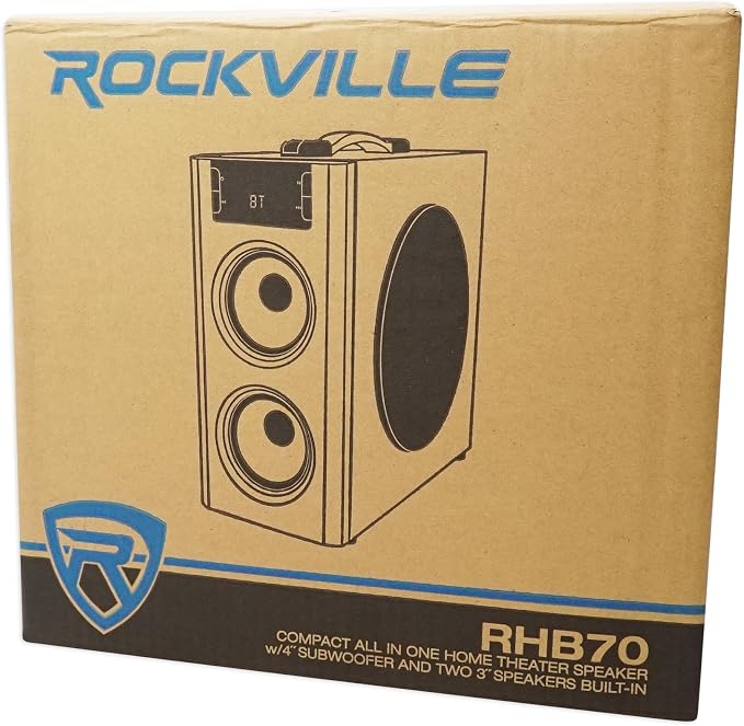 Rockville RHB70 Home Theater Compact Powered Speaker System, Bluetooth/USB/SD/FM, 4" Subwoofer, 2.1 Channel, 100W Peak, Cherry Wood Finish, for Home Entertainment | Bluetooth, USB, SD Card, RCA Aux, 32GB Playback, 4 In Subwoofer, LED Display, FM Radio