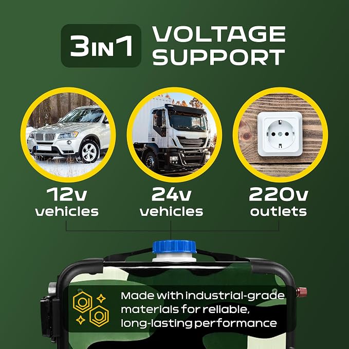 Diesel Air Heater 8KW 12V/24V/110V All-in-One Kit with LCD Control | Portable Parking Heater with 5L Tank for RV Truck Trailer Van Motorhome | Steady Warm Airflow for Camping Tent Garage | Khaki