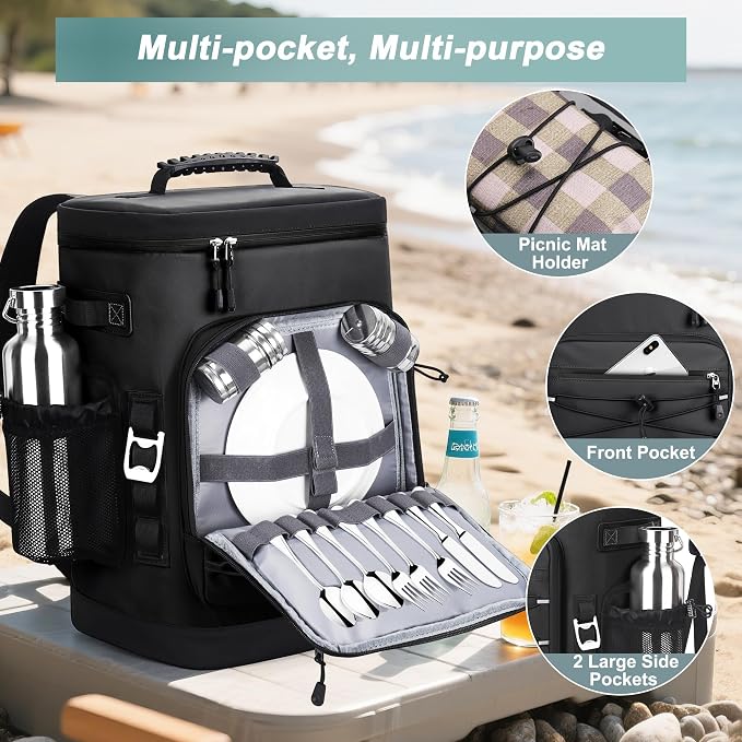Large 52cans Cooler Backpack, Insulated, Waterproof, Leak Proof, 30L Large Capacity