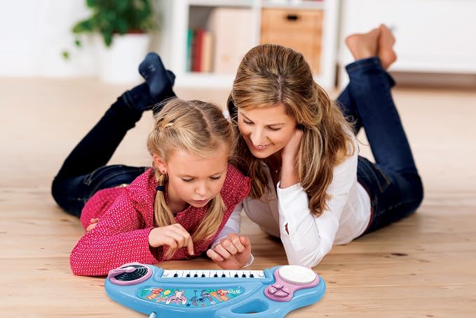 Lexibook, Disney Stitch, Electronic Piano for Kids with Light Effects, Blue Purple, K704D