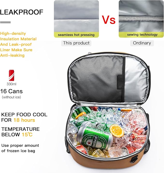 TUGUAN Insulated Cooler Backpack 38 Cans Double Deck Leakproof Lightweight Soft Lunch Backpack Small Cooler Bag Beach Picnic