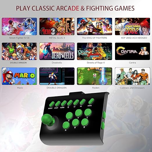 arVin Arcade Fight Stick Joystick Game Controller for iPhone iOS Android PC Fighting Stick for Nintendo Switch/PS3/PS4 Arcade Rocker Gamepad with Turbo & Marco for Emulators/Cloud/PS Remote Play/Steam
