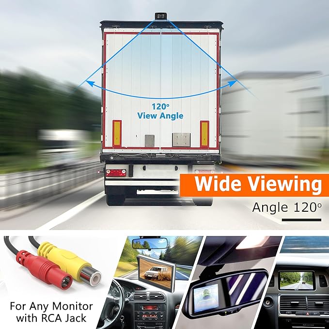 RCA Backup Camera, Upgraded Waterproof Heavy Duty Truck Rear View Camera with Internal Silicon Sealing, Night Vision & CCD Sensor for RV, Trailer, Bus, Van, Excavator - Includes 33ft Cable