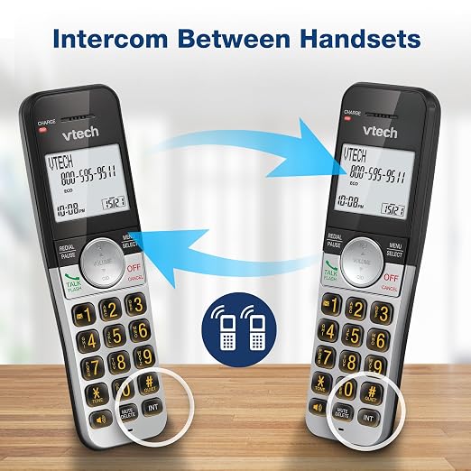 VTech Cordless Phone with 2 Handsets — Big Buttons, Large Backlit Display, Answering Machine, DECT 6.0, Caller ID, Intercom, Easy to Use | VG232-2