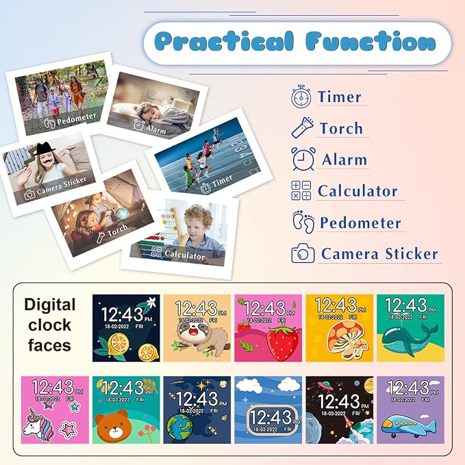 Kids Smart Watch Girls Boys - Smart Watch for Kids Game Watch Gifts for 4-12 Years Old with 26 Games Camera Alarm Video Music Player Pedometer Flashlight Birthday Gift for Boys Girls (Navy Blue)